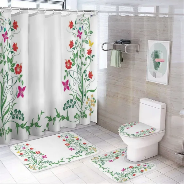 Floral Leaves Buds Ivy on a shower curtain