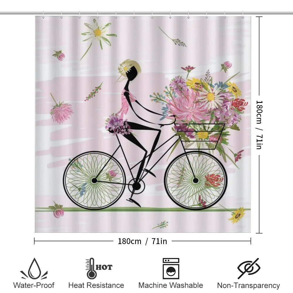 Girl Riding Bike Flowers — Detail 2