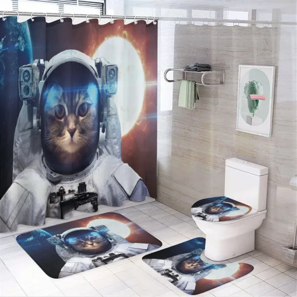 Kitty in Galaxy Dust on a shower curtain