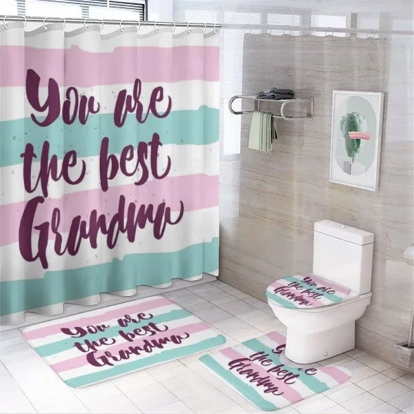 Pastel Stripes Words on a shower curtain