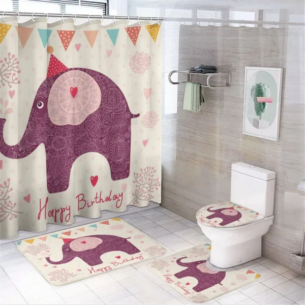 Purple Art Elephant on a shower curtain