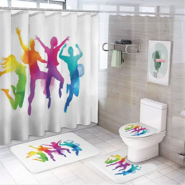 Rainbow Colored Teens on a shower curtain