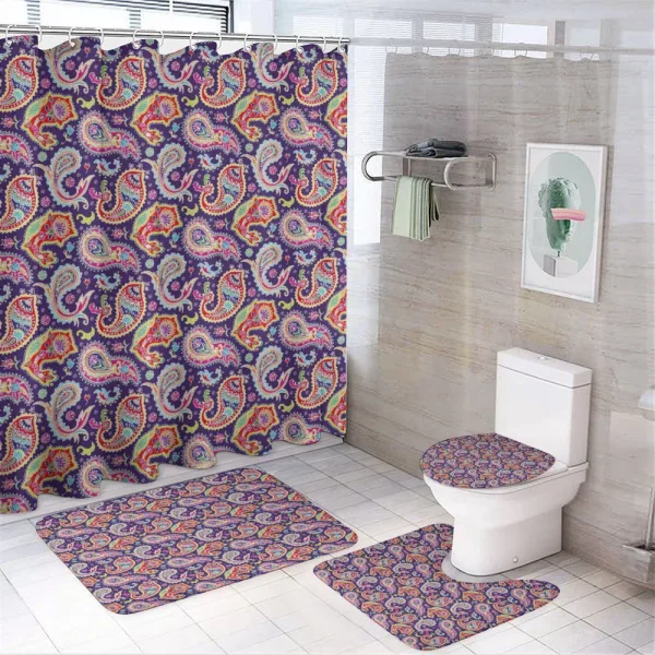 Retro Hippie Motives on a shower curtain