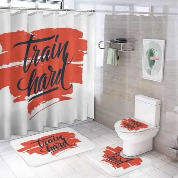 Train Hard Inspiration on a shower curtain