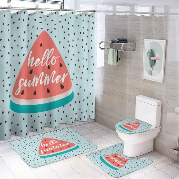Triangular Slice Seeds on a shower curtain