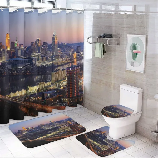 Urban Life Theme Details on a shower curtain