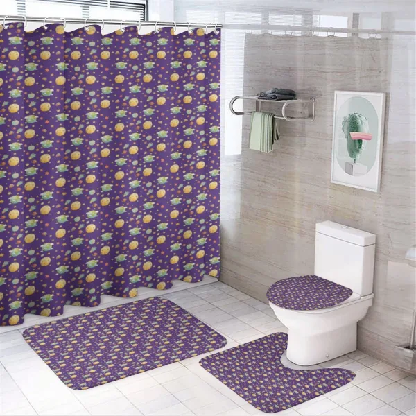 Watercolor Boy in Space on a shower curtain