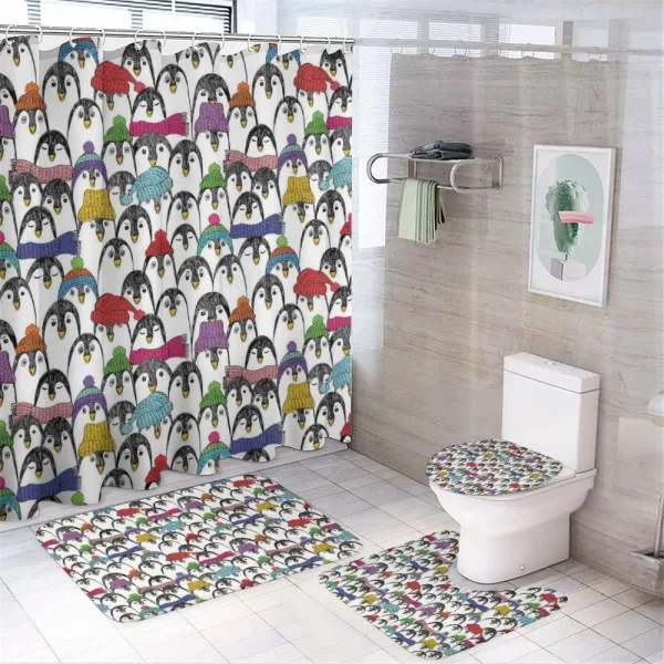 Winter Cartoon Animal on a shower curtain