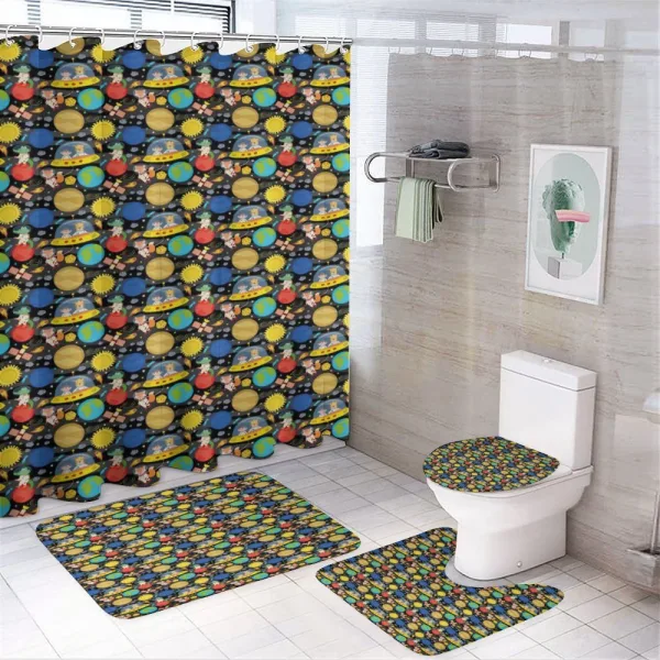 Animals and Planets Fun on a shower curtain