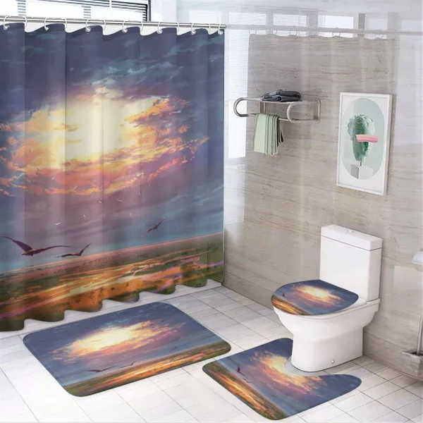 Beaming Sun Clouds on a shower curtain