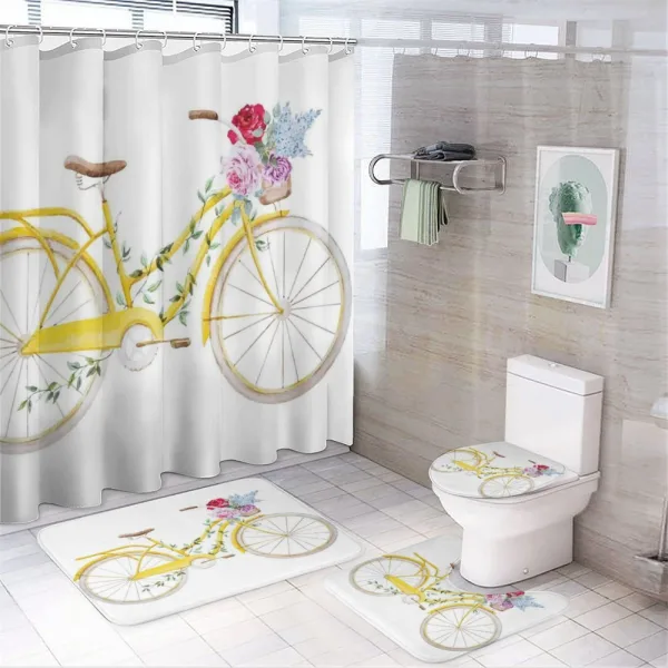 Bicycle with Flowers on a shower curtain