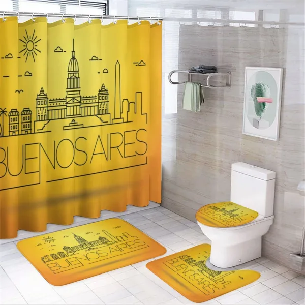Buenos Aires Line Art on a shower curtain