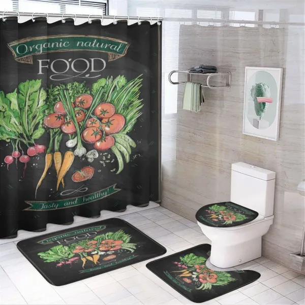 Chalkboard Organic Food on a shower curtain