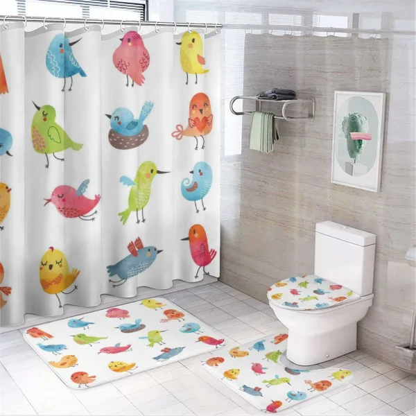 Colorful Humor Bird on a shower curtain
