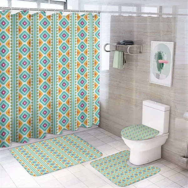 Colorful Theme Motif on a shower curtain