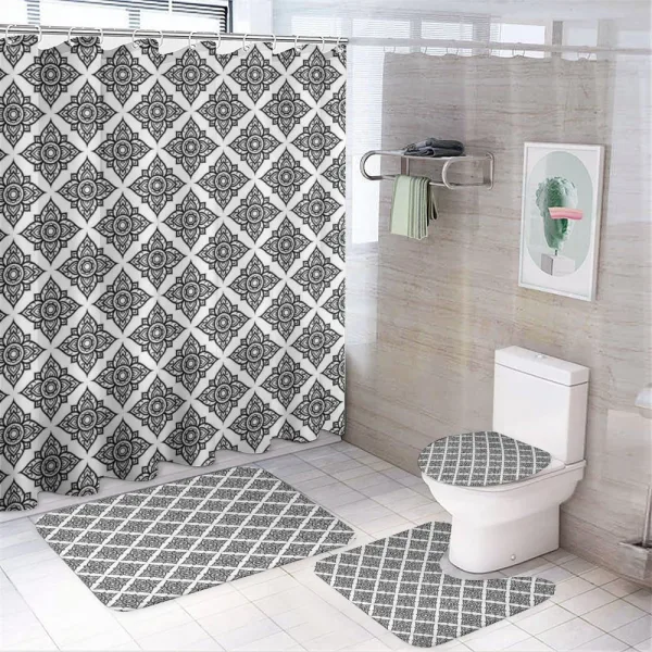 Floral Monotone Motif on a shower curtain