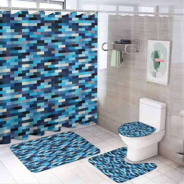 Geometric Design Stripes on a shower curtain