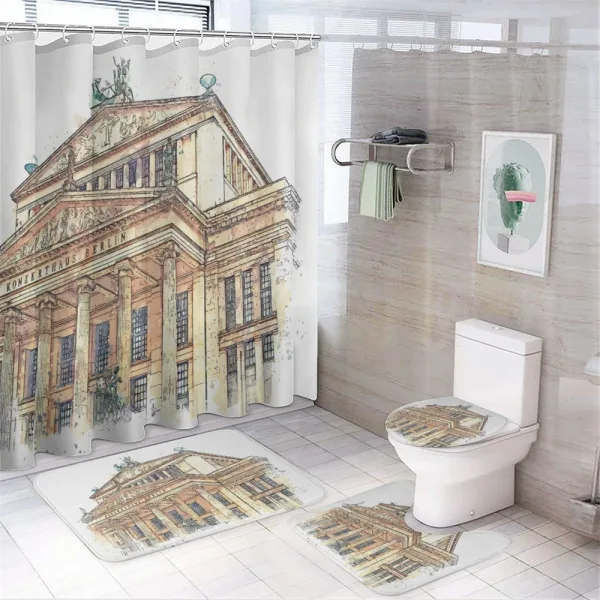 Germany Iconic Building Paint on a shower curtain