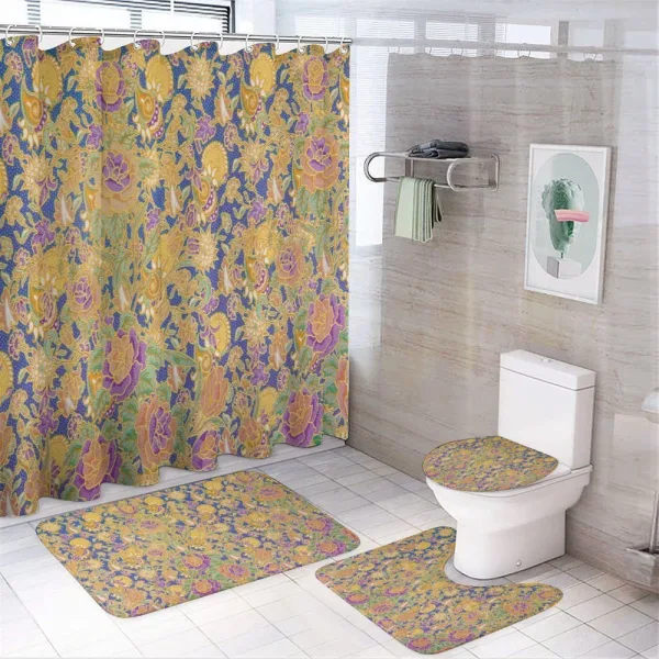 Graphic Indonesian Batik on a shower curtain