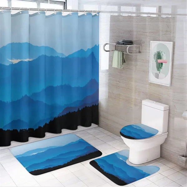Misty Mountain Levels on a shower curtain