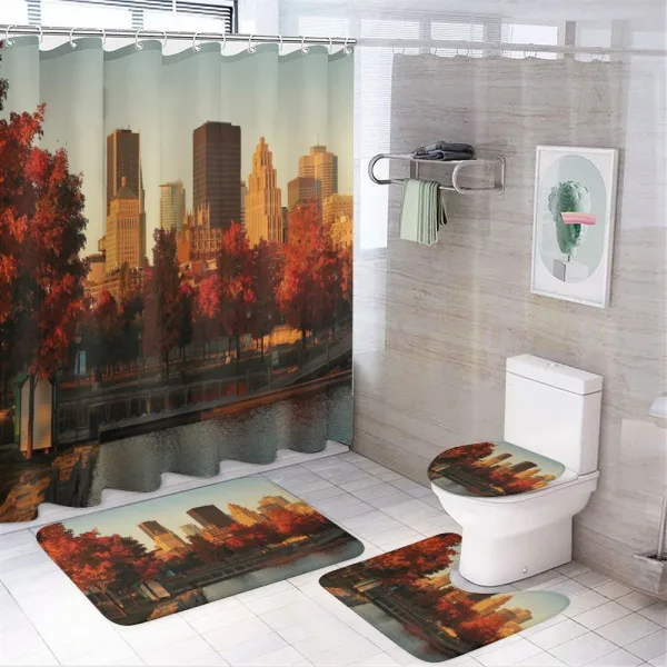 Old Port Montreal Morning on a shower curtain