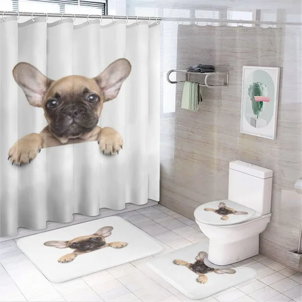 Pedigreed Young Puppy on a shower curtain