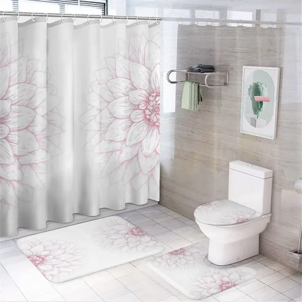 Pink Blossom Flower on a shower curtain