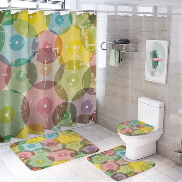 Rainbow Color Geometric on a shower curtain