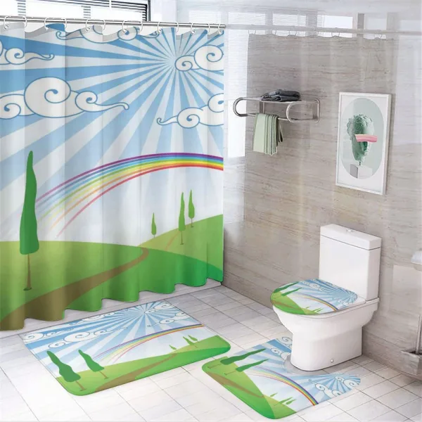 Rainbow on a Meadow Road on a shower curtain