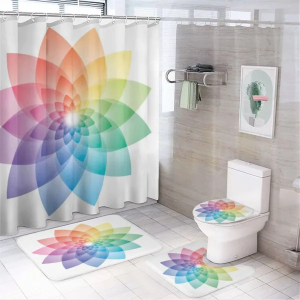 Rainbow Tones Petal on a shower curtain