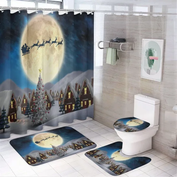 Santa Claus Full Moon on a shower curtain