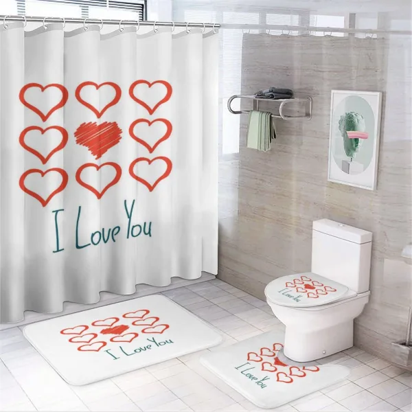 Scribble Red Hearts on a shower curtain