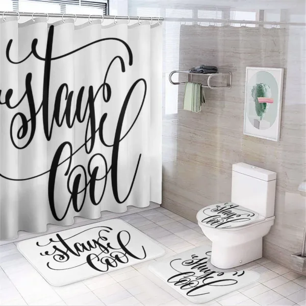 Simplistic Wording Words on a shower curtain