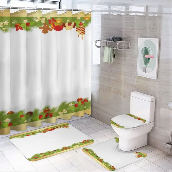 Spruce Joyous Objects on a shower curtain