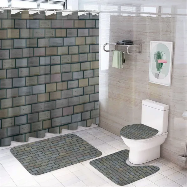 Stained Stone Brick on a shower curtain
