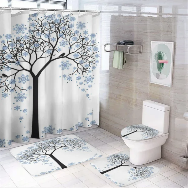 Tree with Snowflakes on a shower curtain