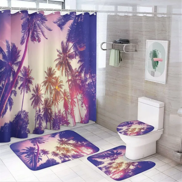 Tropic Island Sunset on a shower curtain