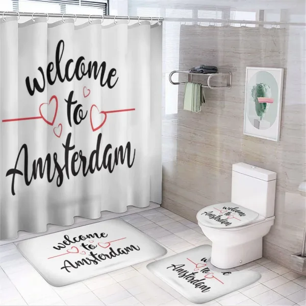 Welcoming Basic Pattern on a shower curtain