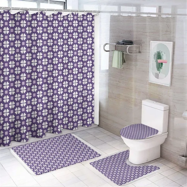 4 Leaf Clovers Motif on a shower curtain