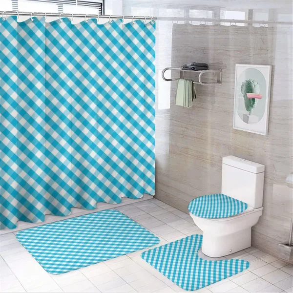 Aqua Stripes Diagonal on a shower curtain