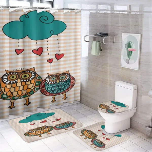 Bird Couple in Love Rain Cloud on a shower curtain