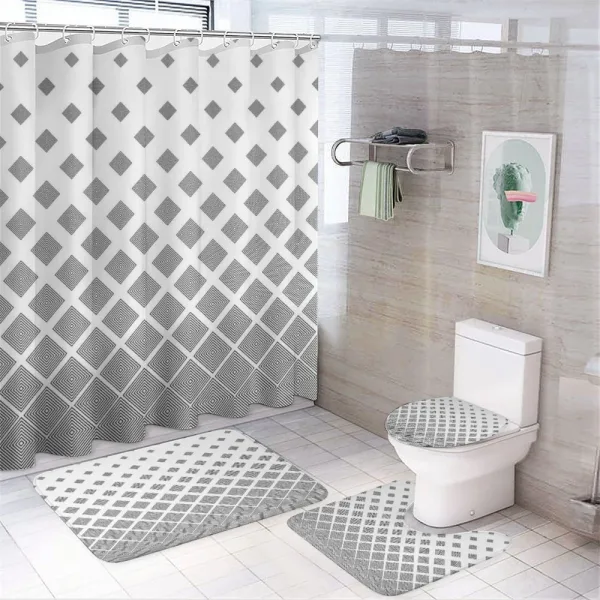 Black White Squares on a shower curtain