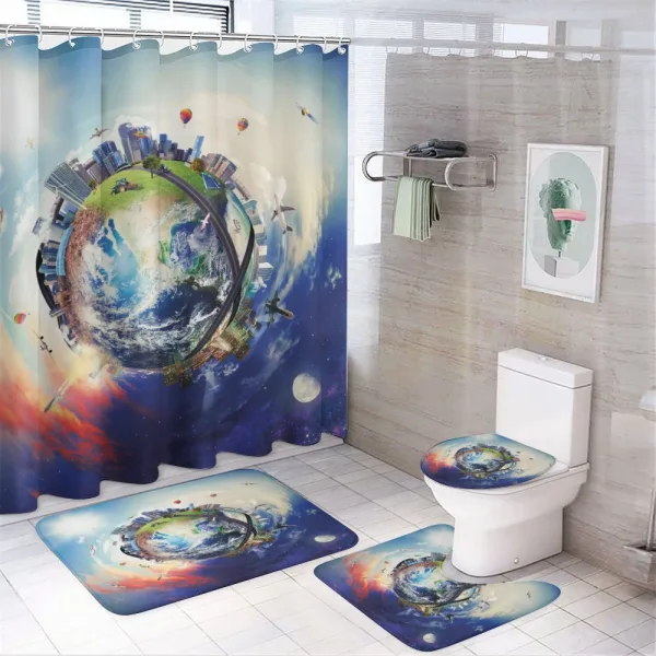 Business World Theme Art on a shower curtain
