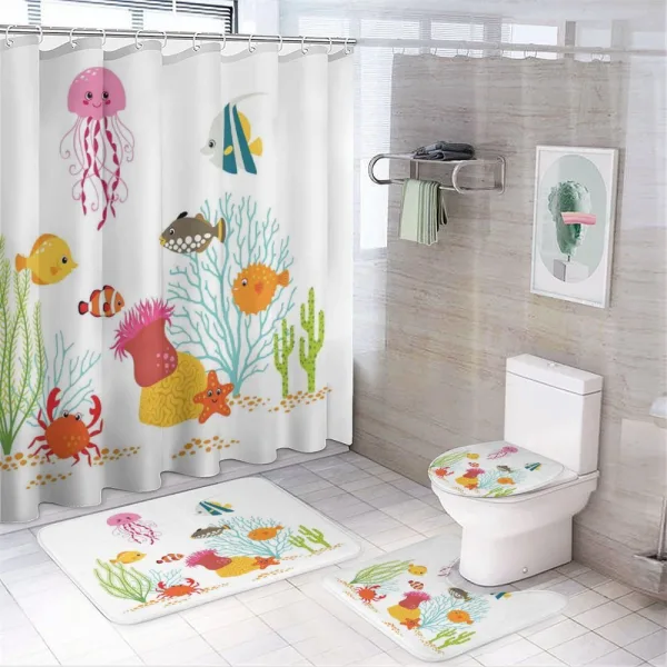 Cartoon Underwater Coral on a shower curtain