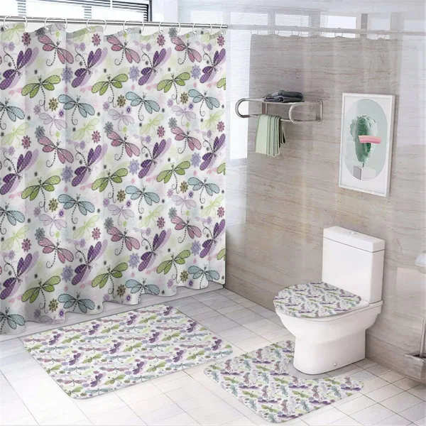 Dragonflies Flowers on a shower curtain