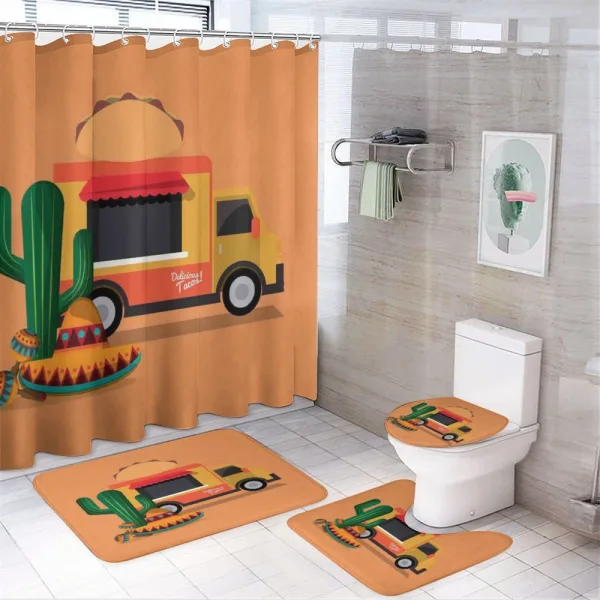 Food Truck Delicious Food on a shower curtain