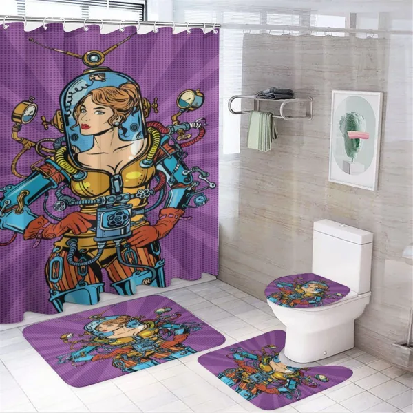 Futuristic Sci-Fi Woman on a shower curtain