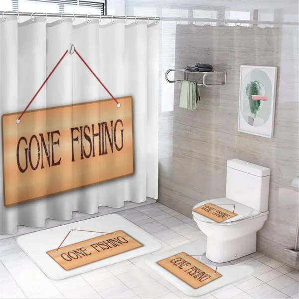 Hanged Signboard Image on a shower curtain