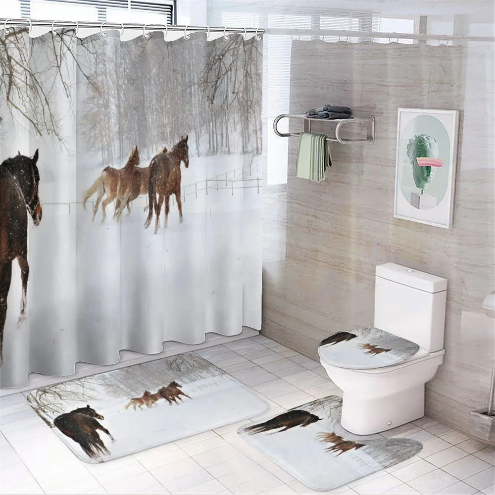 Horses in Snowy Forest — Your design
