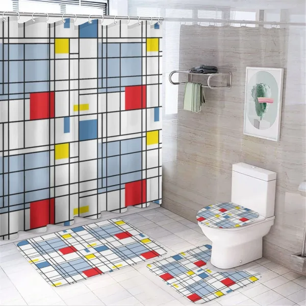 Quadratic Striped Grid on a shower curtain